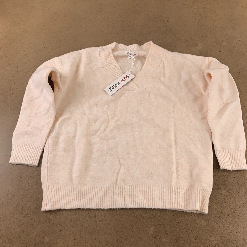 Urban Bliss Women's Size 4 Blush Knit Long Sleeve V Neck Pullover Sweater NWT